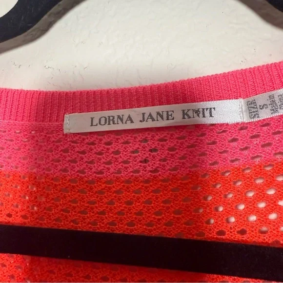 Lorna Jane Knit Acrylic Neon Pink and Orange Striped Sweater - Picture 4 of 10